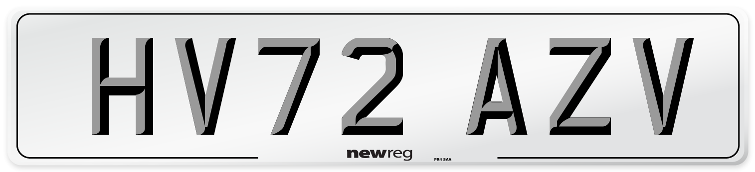 HV72 AZV Number Plate from New Reg